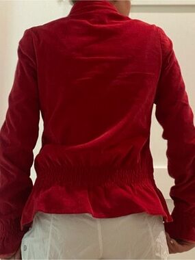 Sweetees Red Velvet Peplum Jacket Top